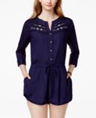 Roxy Juniors' Tightrope Embroidered Button-front Romper