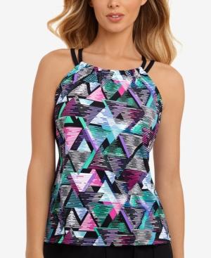 Swim Solutions Sport Printed High-neck Racerback Tankini Top Women's Swimsuit