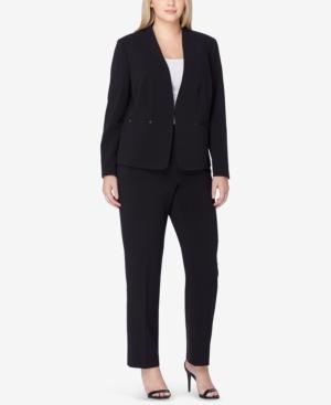 Tahari Asl Plus Size Collarless Pantsuit