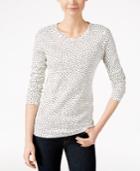 Charter Club Dot-print Long-sleeve Top, Only At Macy's