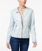 Style & Co Faux-leather Moto Jacket, Only At Macy's