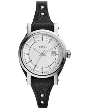Fossil Women's Original Boyfriend Black Leather Strap Watch 30mm Es3948