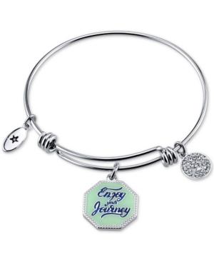 Unwritten Enjoy The Journey Enamel Charm Bangle Bracelet In Stainless Steel