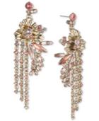 Givenchy Gold-tone Crystal Flower Chain Drop Earrings