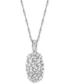 Cubic Zirconia Baguette Cluster Pendant Necklace In Sterling Silver