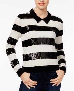 Maison Jules Sequined Striped Sweater, Created For Macy's