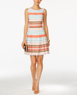 Cece By Cynthia Steffe Claiborne Striped Fit & Flare Dress