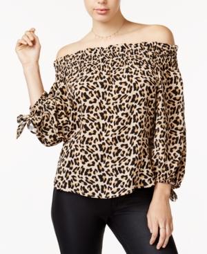 7 Sisters Juniors' Printed Off-the-shoulder Top