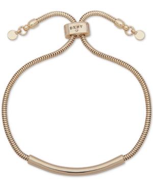 Dkny Gold-tone Bar & Snake Chain Slider Bracelet