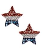 Diamond Flag Star Stud Earrings In Sterling Silver (1/4 Ct. T.w.)