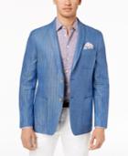 Tallia Orange Men's Modern-fit Blue Tonal Herringbone Sport Coat