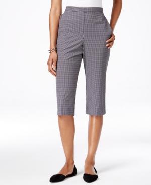 Alfred Dunner Petite Gingham-print Pull-on Capri Pants