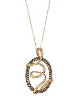 Le Vian Chocolate Diamond And White Diamond Oval Wrap Pendant (1-3/4 Ct. T.w.) In 14k Gold