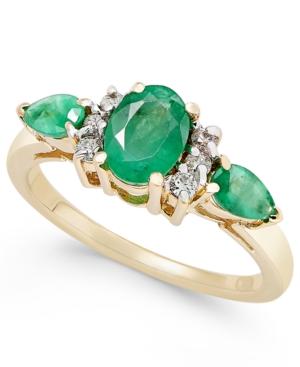 Emerald (1-1/4 Ct. T.w.) And Diamond (1/8 Ct. T.w.) Ring In 14k Gold.