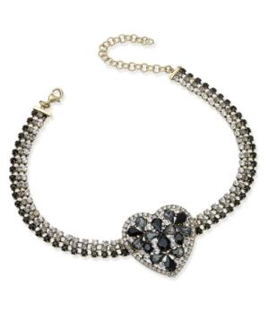 Anna Sui X Inc International Concepts Gold-tone Ombre Crystal Heart Choker Necklace, Created For Macy's