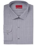 Alfani Men's Fitted Performance Black Small Gingham Dress Shirt, Only At Macy's