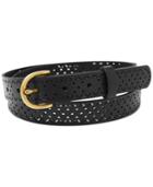 Fossil Scallop Perforated Leather Belt