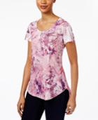 Style & Co Petite Embellished Printed Shirttail Top, Only At Macy's