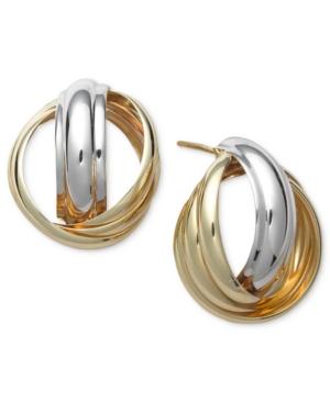 14k Gold And White Gold Earrings, Love Knot Stud