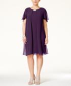 Msk Plus Size Flutter-sleeve Chiffon Shift Dress