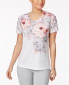 Alfred Dunner Rose Hill Floral-print Rhinestone Top