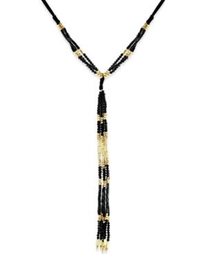 Inc International Concepts Gold-tone & Black Bead Imitation Suede Lariat Necklace, Only At Macy's