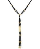 Inc International Concepts Gold-tone & Black Bead Imitation Suede Lariat Necklace, Only At Macy's