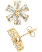 Aquamarine (2-1/6 Ct. T.w.) & Diamond Accent Stud Earrings In 14k Gold