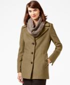 Calvin Klein Wool-cashmere Blend Single-breasted Peacoat With Infinity Scarf
