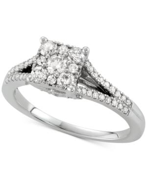 Diamond Square Halo Engagement Ring (5/8 Ct. T.w.) In 14k White Gold