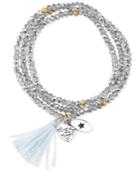 Unwritten Live In The Moment Beaded Wrap Tassel Bracelet With Silver-plated Brass Accents