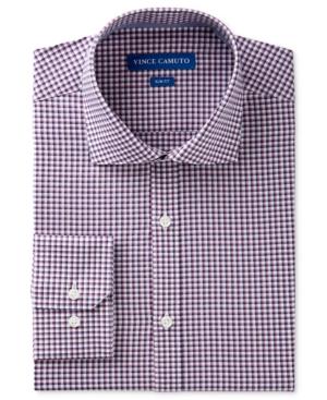 Vince Camuto Men's Slim-fit Comfort Stretch Rose Gingham Dress Shirt