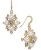 Charter Club Medium Gold-tone Crystal & Imitation Pearl Snowflake Drop Earrings, 1.25, Created For Macy's
