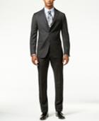 Dkny Men's Black Plaid Slim-fit Suit