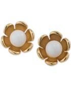 Trina Turk Gold-tone Colored Stone Flower Stud Earrings