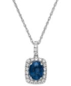 Sapphire (7/8 Ct. T.w.) And White Sapphire (3/8 Ct. T.w.) Pendant Necklace In Sterling Silver