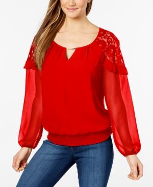 Thalia Sodi Lace-inset Keyhole Top, Created For Macy's