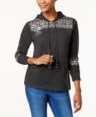 Style & Co Cotton Embroidered Hoodie Sweatshirt, Created For Macy's