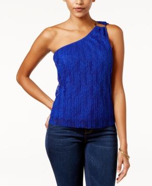 Lily Black Juniors' Lace One-shoulder Top, Only At Macy's