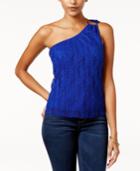 Lily Black Juniors' Lace One-shoulder Top, Only At Macy's