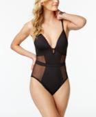 Kenneth Cole Sexy Solids Mesh Inset Push-up Tummy Control One-piece Swimsuit Women's Swimsuit