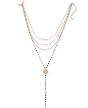 I.n.c. Gold-tone & Colored Bead Layered Lariat Necklace, 14 + 3 Extender, Created For Macy's