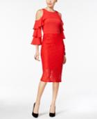 Thalia Sodi Go Red Ruffle-sleeve Lace-skirt Dress, Created For Macy's