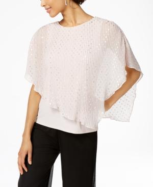 Msk Metallic-dot Pleated Popover Top