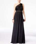 Adrianna Papell Embellished One-shoulder Gown