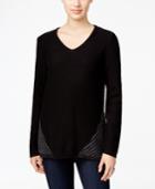 Style & Co Cable-knit V-neck Sweater, Only At Macy's