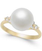 Cultured Freshwater Pearl (10mm) & Diamond (1/4 Ct. T.w.) Ring In 14k Gold And White Gold
