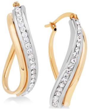 Swarovski Zirconia Twisted Hoop Earrings In 14k Gold & Sterling Silver