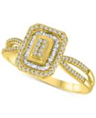 Diamond Halo Ring (1/4 Ct. T.w.) In Sterling Silver, 10k Gold-plated Sterling Silver Or 10k Rose Gold-plated Sterling Silver