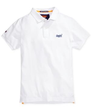 Superdry Men's Embroidered-logo Pique Cotton Polo